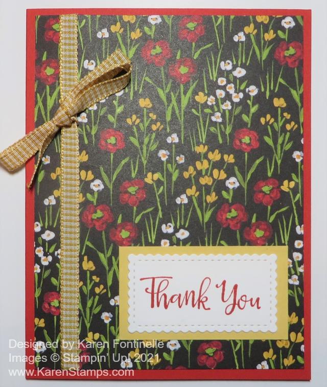 Flower & Field Red Floral Thank You Card