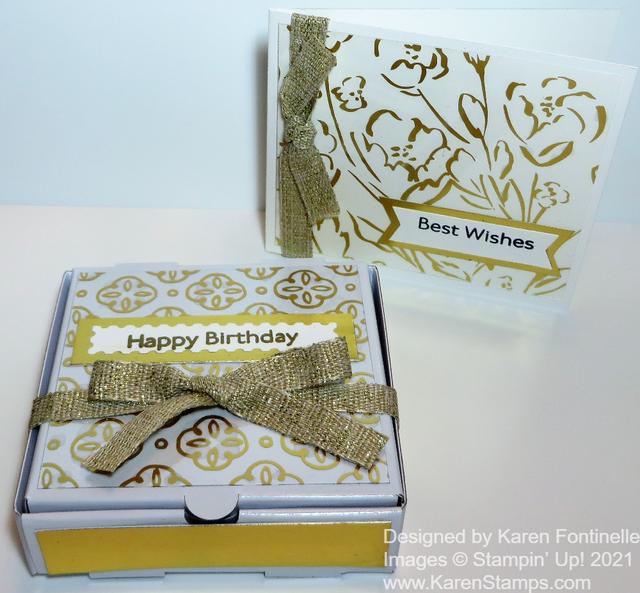 Mini Pizza Box and Card With Golden Garden Acetate