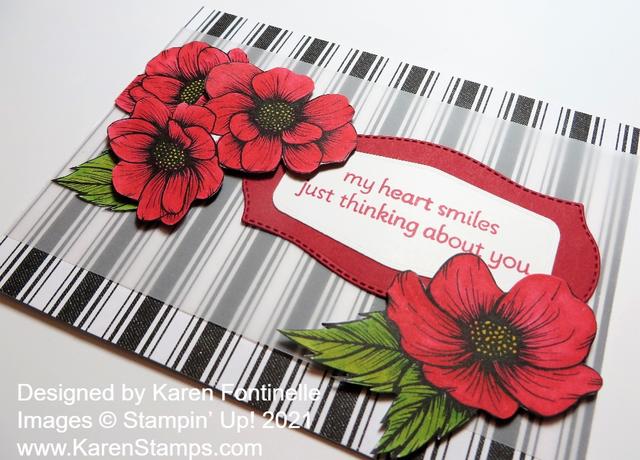 True Love Red Floral Card Closeup