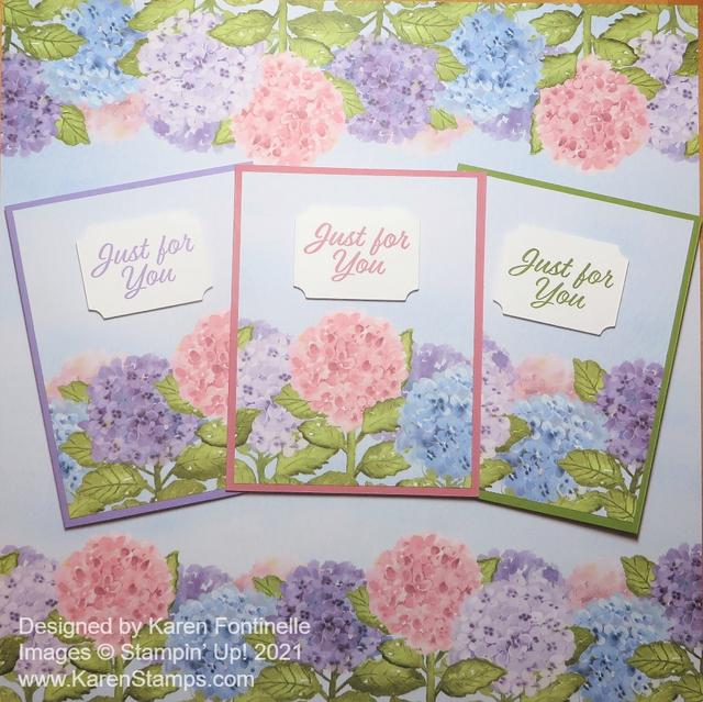 Hydrangea Hill Designer Paper Trio of Just For You Cards