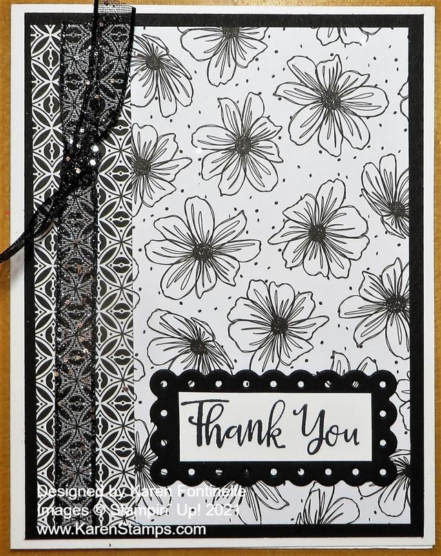 Black and White Pattern Party Thank You Card