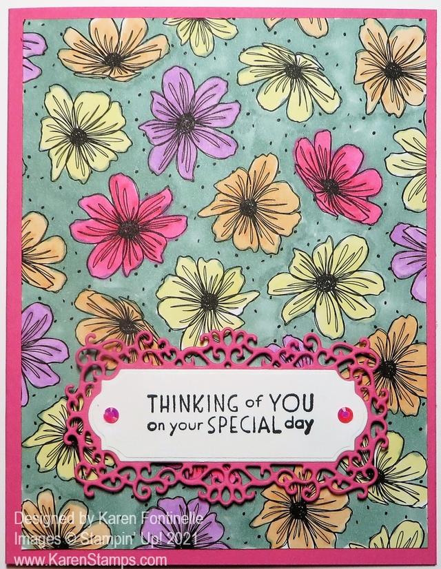 Pattern Party Colored Flowers Card