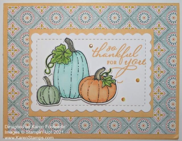 Pretty Pumpkins Thankful Pale Papaya Card