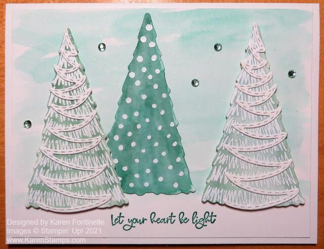 Embossed and Colored Whimsical Trees Christmas Card