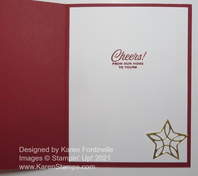 Tidings and Trimmings Gold Star Christmas Card Inside