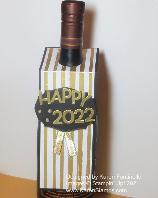 New Year 2022 Wine Tag on Bottle