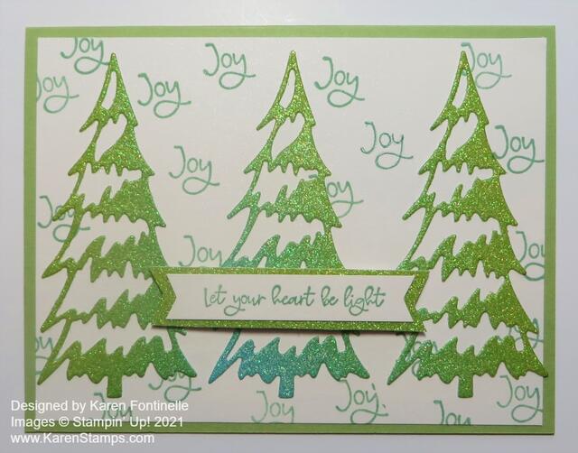 Rainbow Glimmer Christmas Trees Card