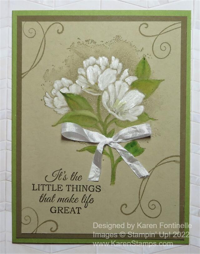 Calming Camellia Whitewashed Card