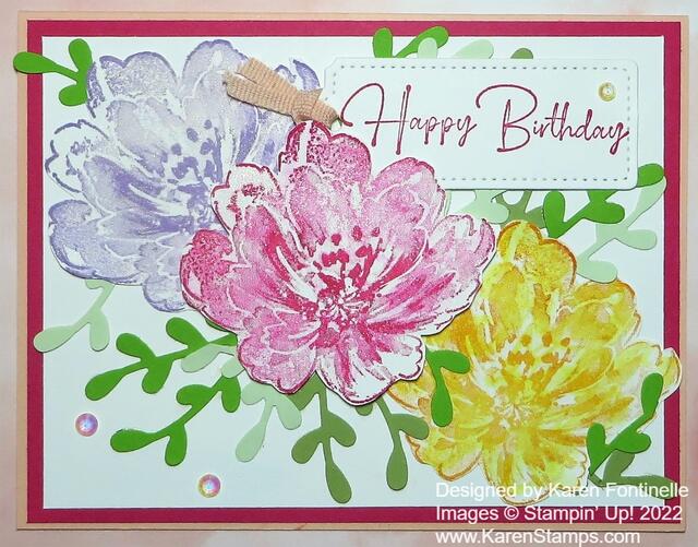 Flowing Flowers Trio Birthday Card