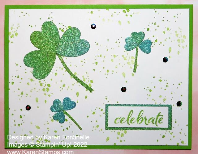 St. Patrick's Day Glittery Shamrocks Card