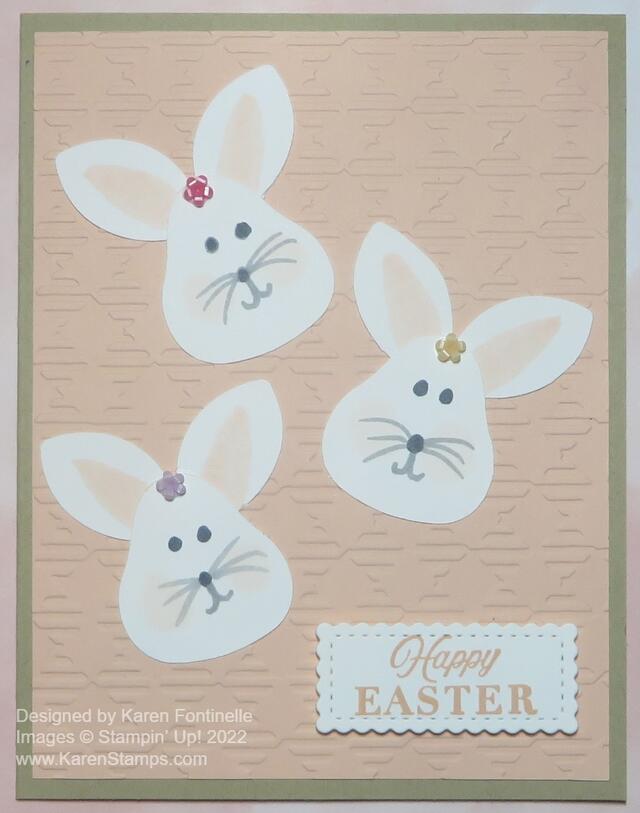 Trio of Punch Art Bunnies Easter Card