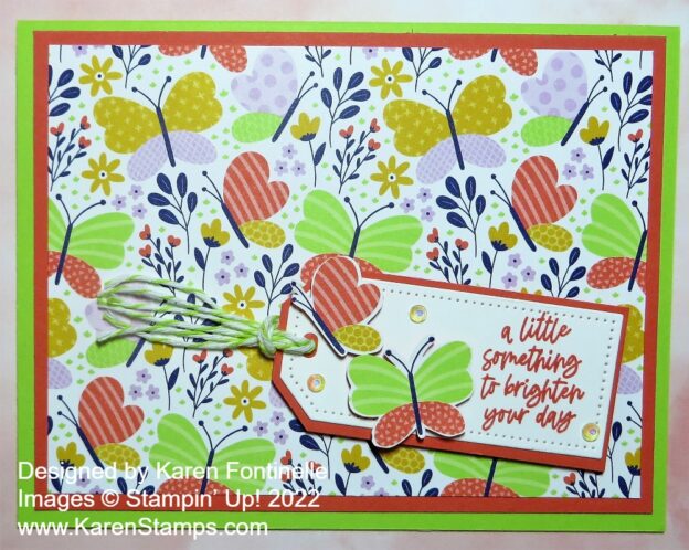 Butterfly Kisses Brighten Your Day Card | Stamping With Karen