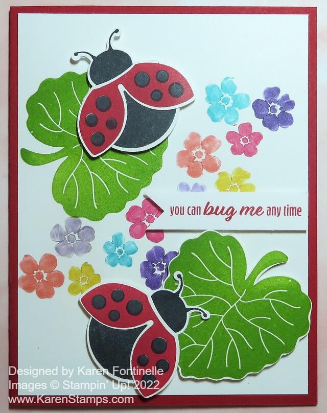 Hello Ladybug Floral Card