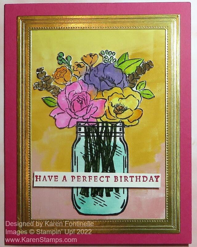 Jar of Flowers Framed Birthday Card