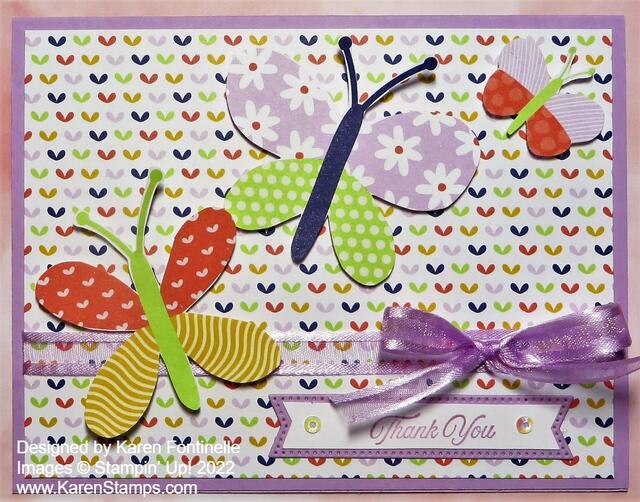 Butterfly Kisses Trio Thank You Card