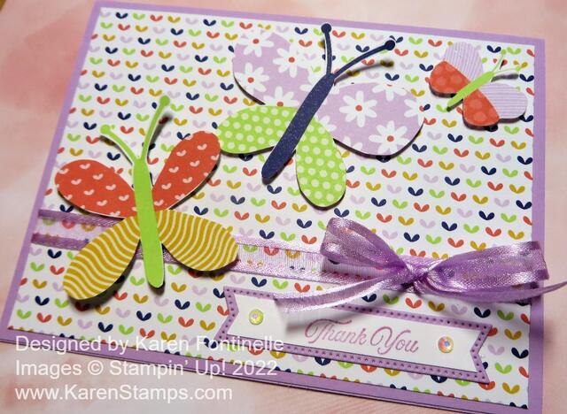 Butterfly Kisses Trio Thank You Card Closeup