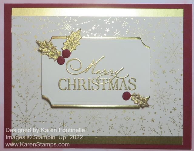 Lights Aglow Gold Christmas Card Closeup