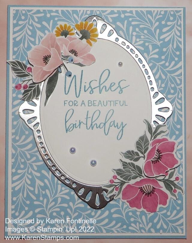 Framed Florets Silver Frame Birthday Card