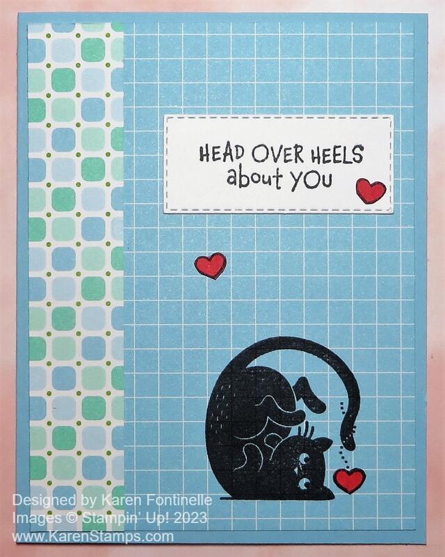 Love Cats Head Over Heels Card