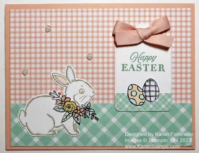 Country Gingham Happy Easter Bunny Card 
