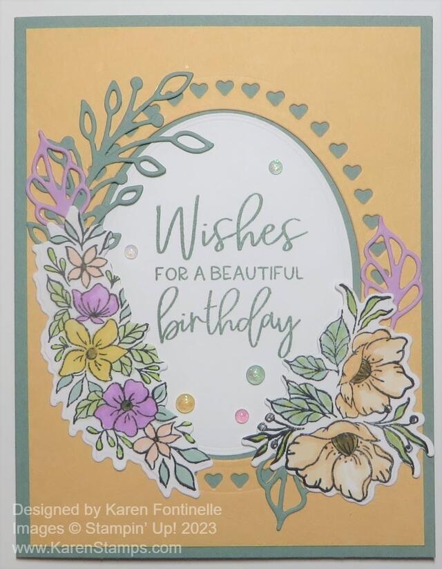 Framed Florets Pale Papaya Birthday Card