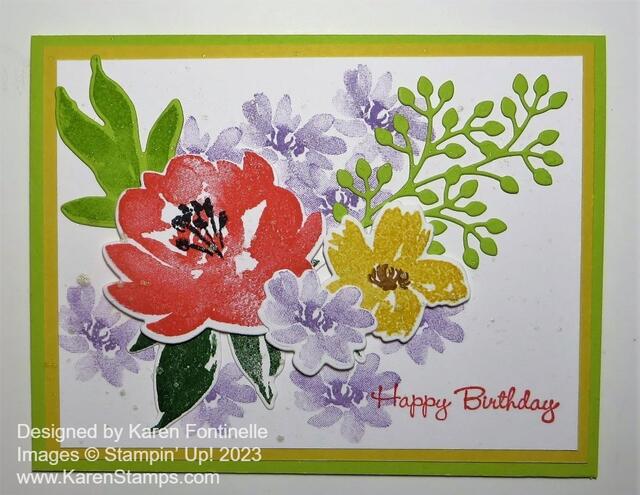 Textured Floral Happy Birthday Card