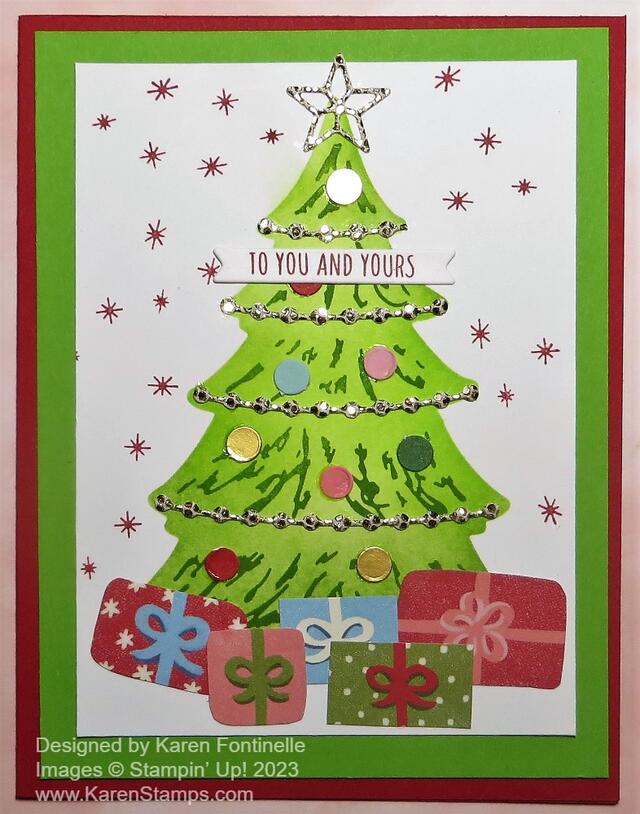Merriest Trees Stenciled Christmas Card