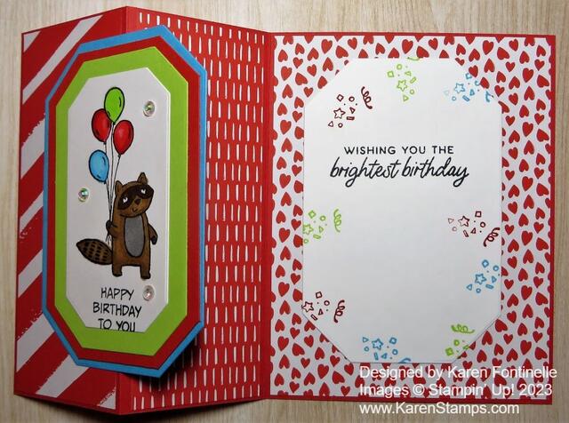 Zany Zoo Brights Z-Fold Birthday Card open