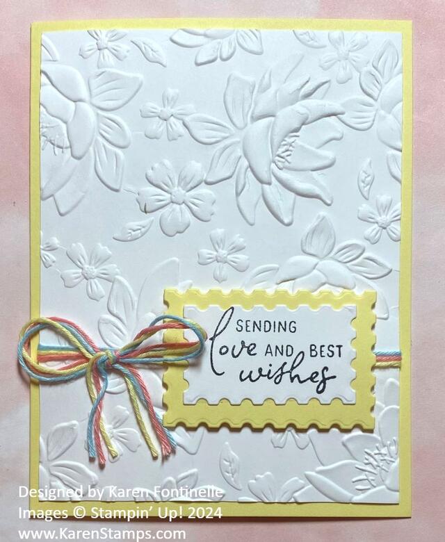 Layerd Florals Embossed Best Wishes Card