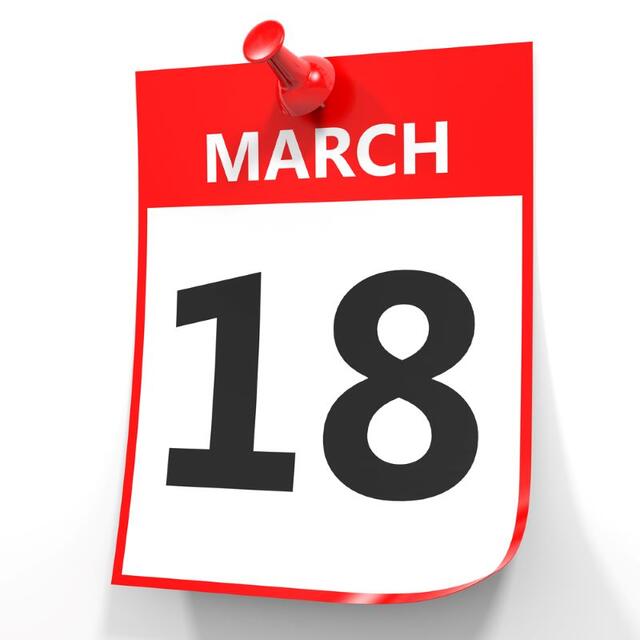 March 18 on Calendar