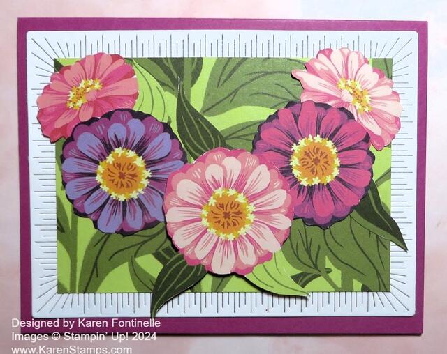 Flowering Zinnias Note Card