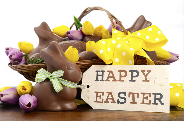 Happy Easter Chocolate Easter Bunnies & Basket