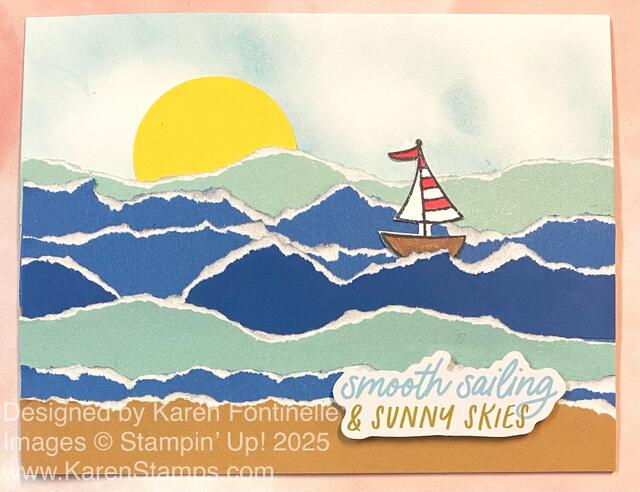 Two-Tone Torn Paper Ocean Card