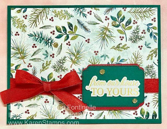 Elegant Pine Snowflakes From Our House To Yours Card