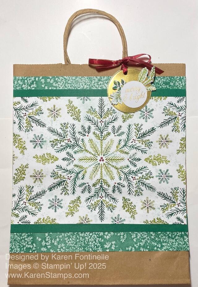 Elegant Pine Snowflakes Gift Bag