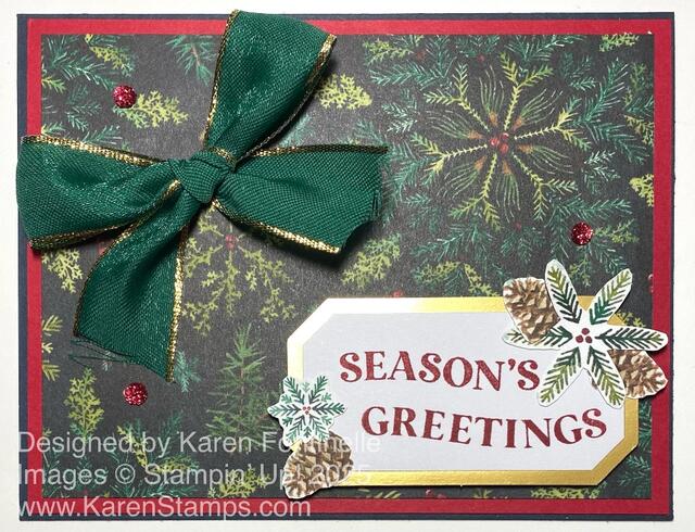 Elegant Pine Snowflakes Season's Greetings Card