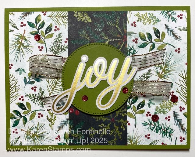 Elegant Pine Snowflakes Joy Card