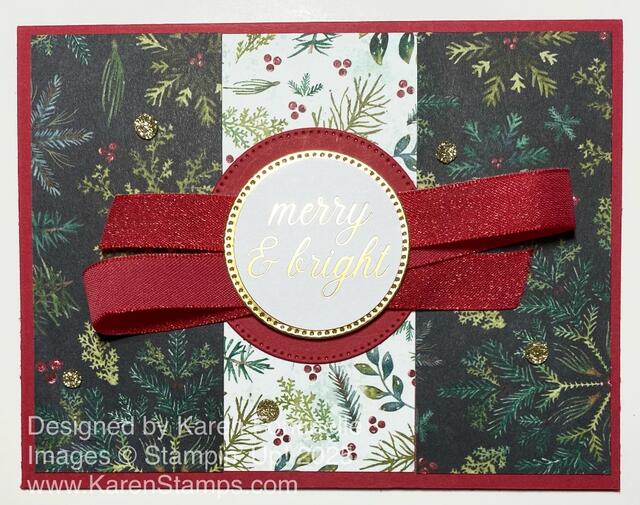 Elegant Pine Snowflakes Merry & Bright Card