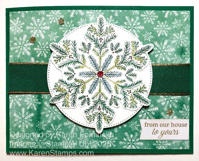 Elegant Pine Snowflakes Card From Our House to Yours