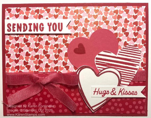Made With Love Hugs & Kisses Valentine. Card