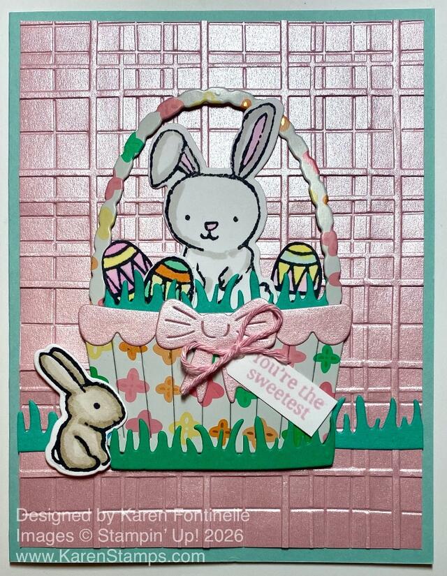 Easter Bunny In a Basket Easter Card