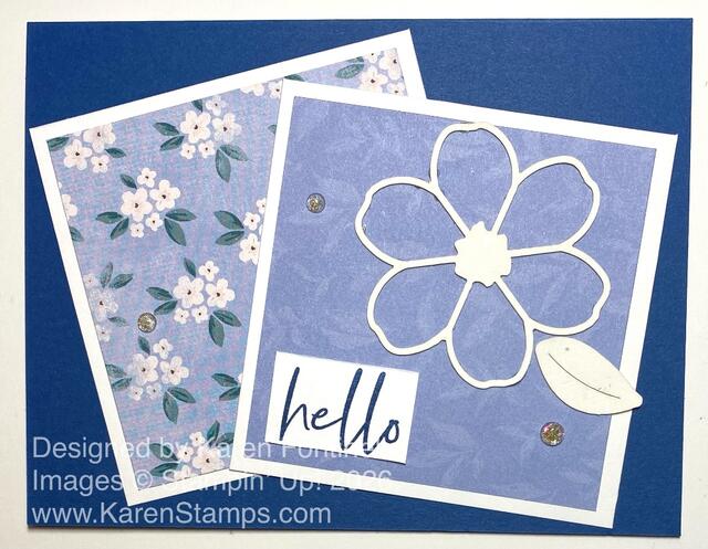 Blueberry Bushel Square Snippets Hello Card