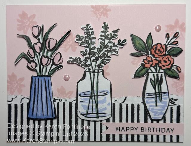 Artisan Sketched Garden Happy Birthday Card