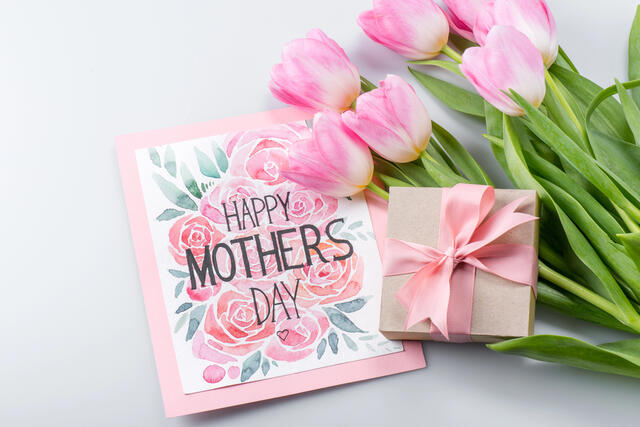 Happy Mother's Day Card and Tulips