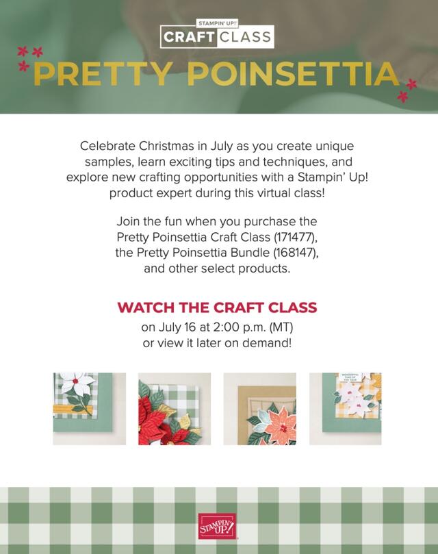 Pretty Poinsettia Craft Class July 2026 flyer