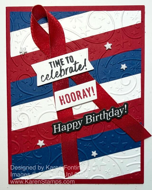 Patriotic July 4th Red White and Blue Birthday Card