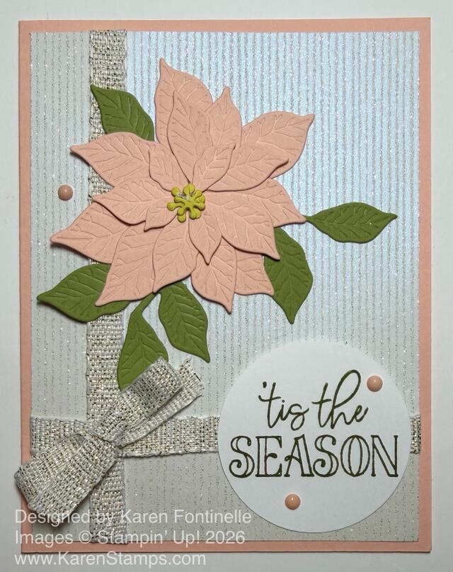 Pink Pretty Poinsettia Christmas Card
