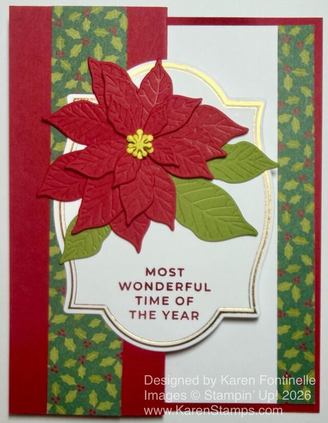 Pretty Poinsettia Z-Fold Christmas Card
