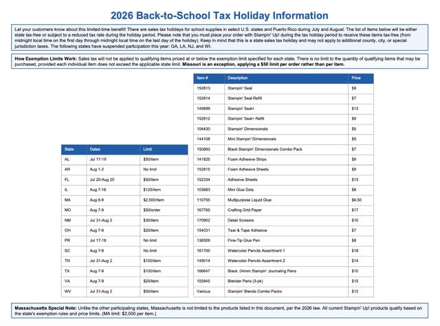 Sales Tax Holiday 2026