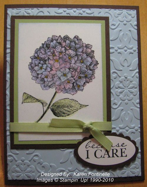 Because I Care Card with Hydrangea
